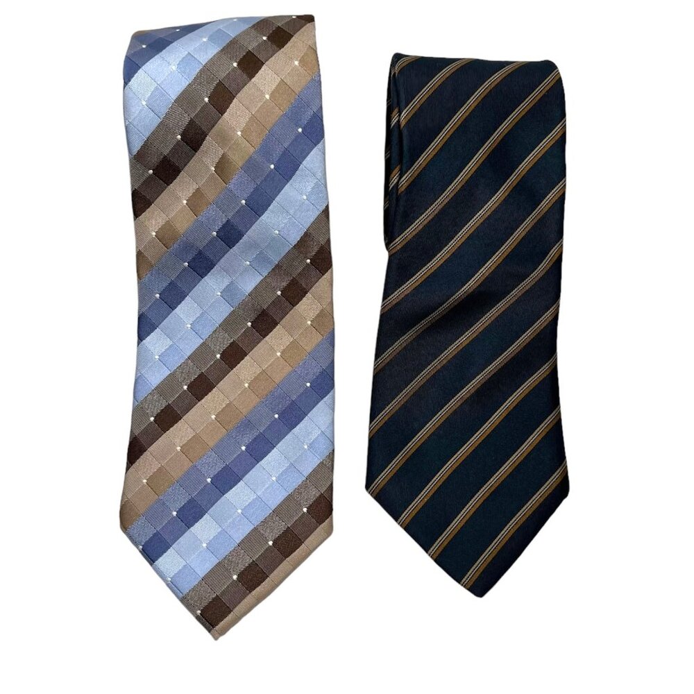 Tie Lot - Christian Aujard & Halston III Men's Ties - Geometric & Stripe